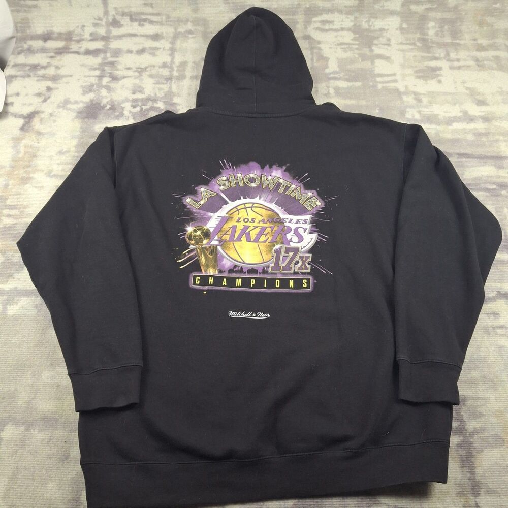Mitchell Ness LA Lakers Showtime 17X Champions Hoodie Mens Size XXL Black...